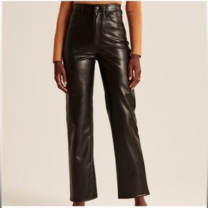 Vegan leather ankle straight pant - curve love
